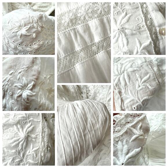 LoveShackFancy White Eyelet Cotton Embroidered Button-Up Maxi Praire Dress LARGE - Picture 15 of 15